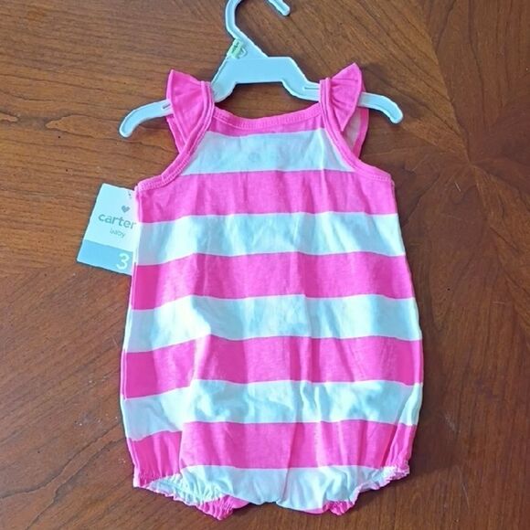 Pink and White Striped Baby Romper - Size: 3m (1059) - Picture 2 of 3